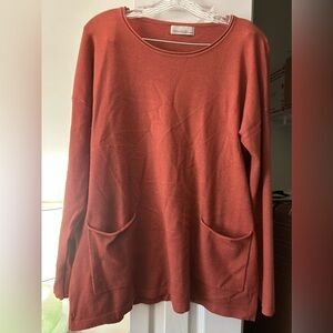 Zenana Rust Terracotta Pocket Tunic Soft Sweater Large XL